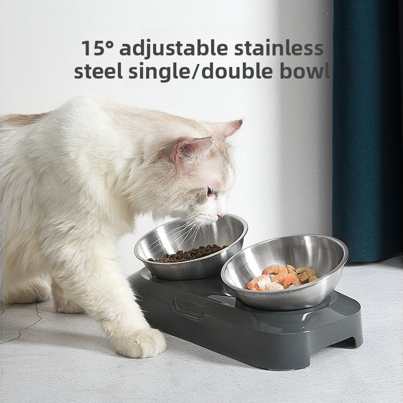 Stainless Steel Pet Feeder Slanted Neck Bowl