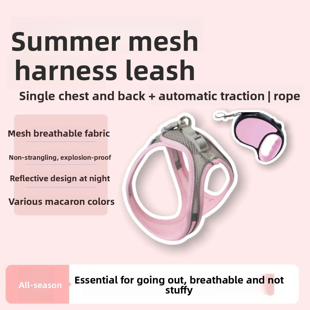 Adjustable Reflective Cat Leash with Safety Buckle