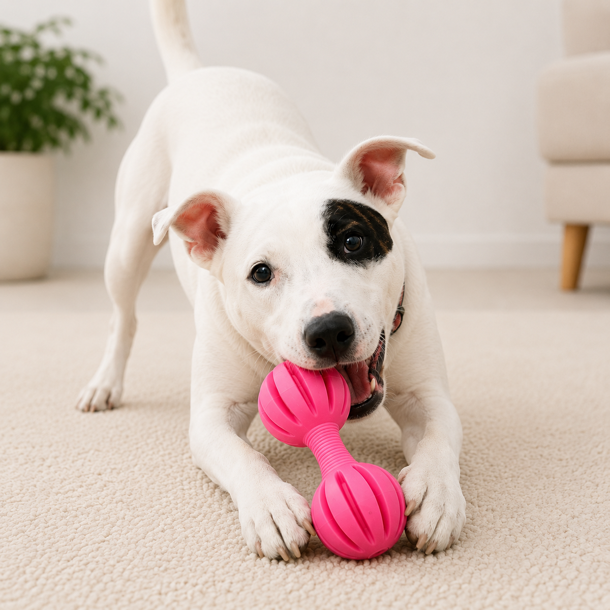 Indestructible Dog Chew Toy Barbell with Bell