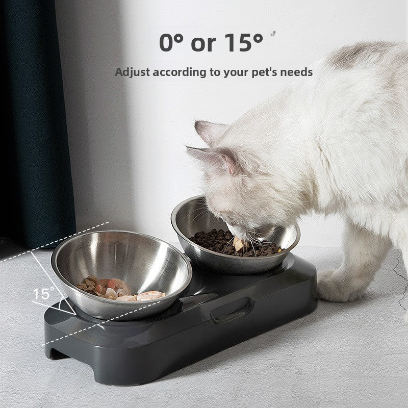 Stainless Steel Pet Feeder Slanted Neck Bowl