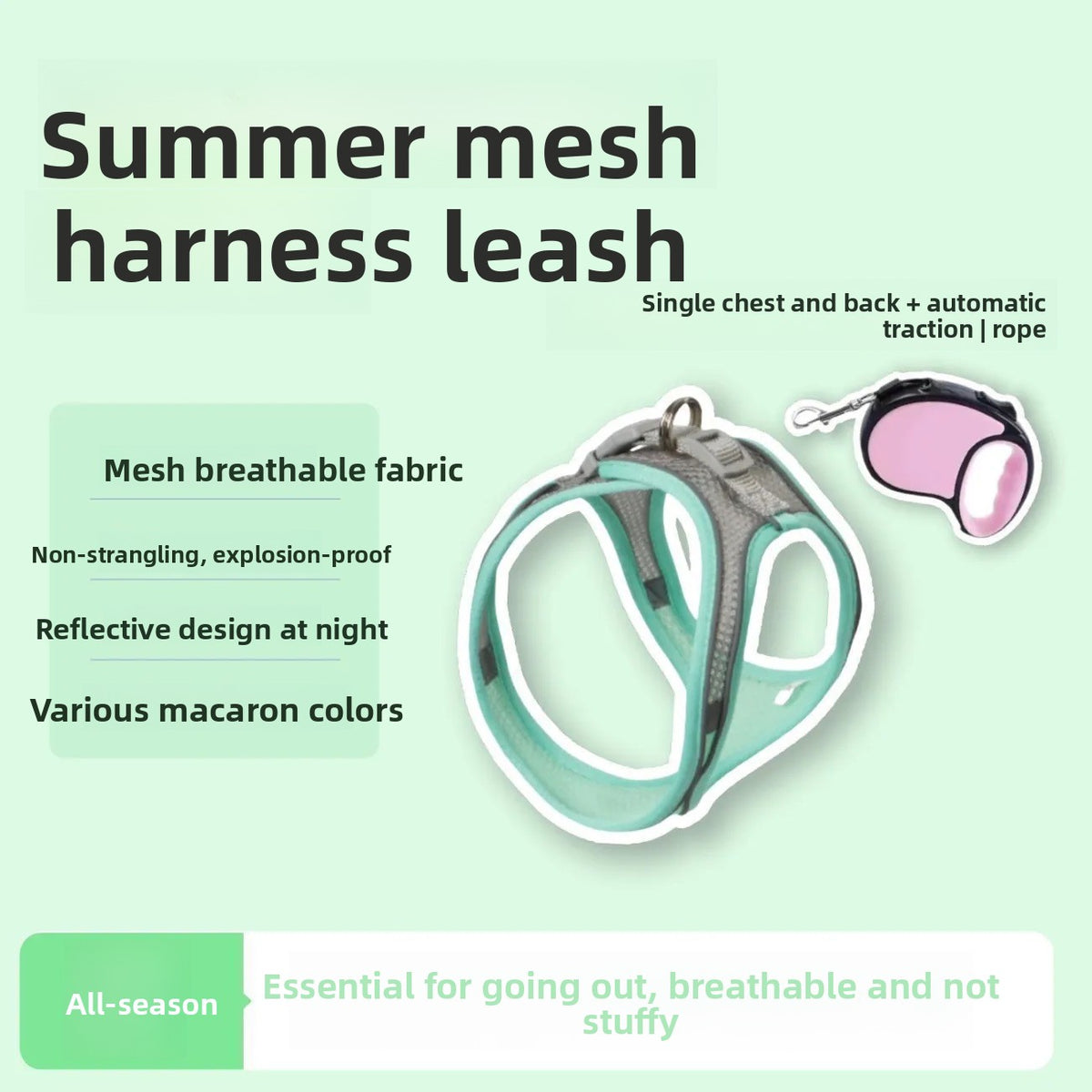 Adjustable Reflective Cat Leash with Safety Buckle