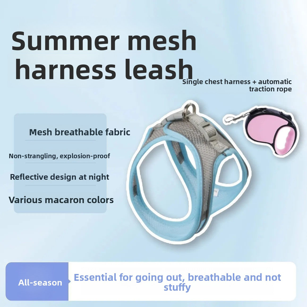 Adjustable Reflective Cat Leash with Safety Buckle